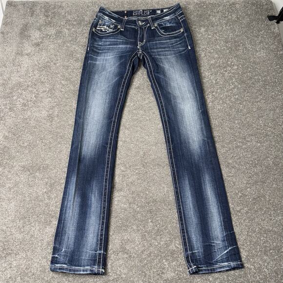 Miss Me Straight Leg Jeans Women’s 27 Blue VTG‎ 23C JD1071T Distressed Stretch - Picture 2 of 14